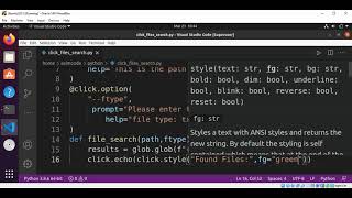 Python click based cli that searches for files