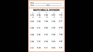 Math Drills Division Worksheet #mathematics #maths #problem_solving #solutions #mathtricks