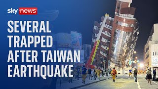 Taiwan earthquake: More than 130 people trapped, authorities say