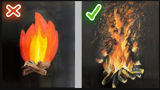 🔥 How to Paint fire with acrylic/ Painting fire tutorial for beginners