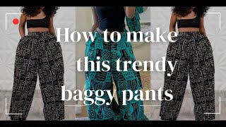 How to make a baggy pants with an elastic waistband.