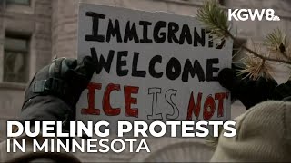 Pro- and anti-ICE protesters take to the streets during Minneapolis immigration crackdown