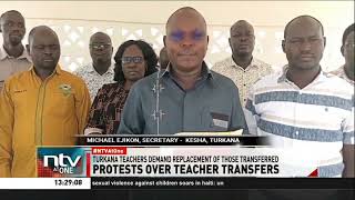 The Kenya Union Of Post Primary Education teachers in Turkana County protests over teacher transfers