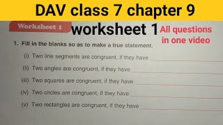 DAV class 7 chapter 9 worksheet 1 ।Class 7 maths chapter 9 worksheet 1 dav public school