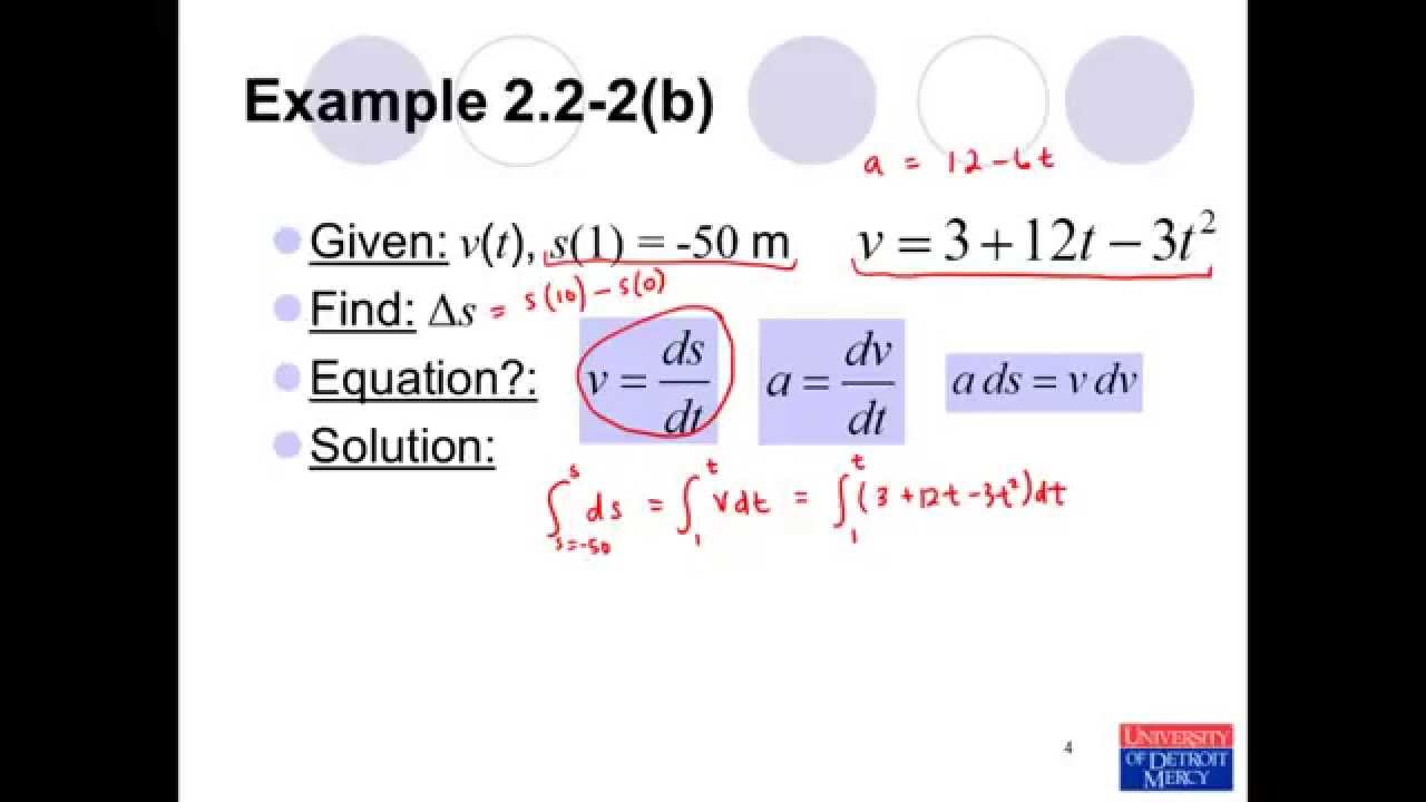 Conceptual Dynamics Example Problem 2 2 2 Rectilinear Motion Youtube