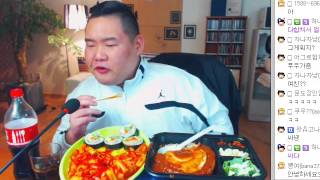 BJ푸우의 분식배달먹방 (와사비김밥+돈가스+옛날떡볶이) 편