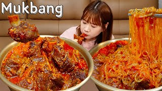 [モッパン料理 - ひとり飲み] 辛いカルビチム🍖春雨、チャーハン🥘ASMR 韓国料理