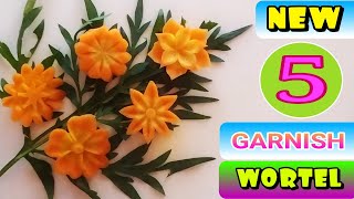 Garnish Wortel | How To Make 5 Carrot Flower Carving Design | Cara Membuat Hiasan Tumpeng