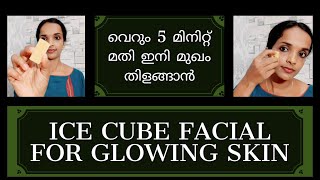 5 മിനിറ്റുകൊണ്ട് മുഖം തിളങ്ങാൻ ഐസ് ക്യൂബ് ഫേഷ്യൽ | ICE CUBE FACIAL FOR GLOWING SKIN