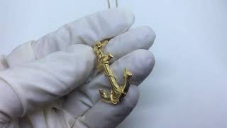 Large Ship Anchor charm pendant .999 Yellow gold Layer