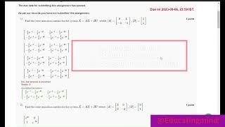 Advanced Linear Control systems week 6 Assignment Solution NPTEL