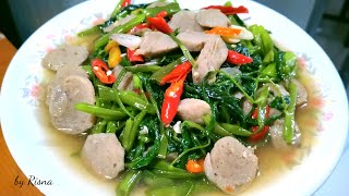 Ternyata Begini Caranya ‼️ Tumis Kangkung Dan Bakso Tetap Hijau Cantik Rasanya Enak Gurih