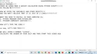 PYTHON MAKING A WEIGHT CALCULATOR