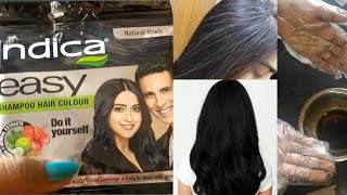 How to apply indica easy hair colour shampoo in 10 minutes black hair colour#Indika #haircolour