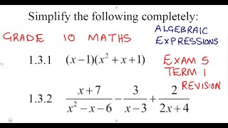 Mathematics Grade 10 Algebraic Expressions Exam 5 Term 1 @mathszoneafricanmotives