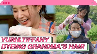 [4K] Yuri\u0026Tiffany dyeing grandma's hair🧓🏻(ENG SUB)