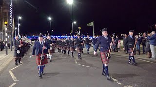 Scotland the Brave \u0026 Rowan Tree as the massed pipes \u0026 drums start their display by Perth City Centre