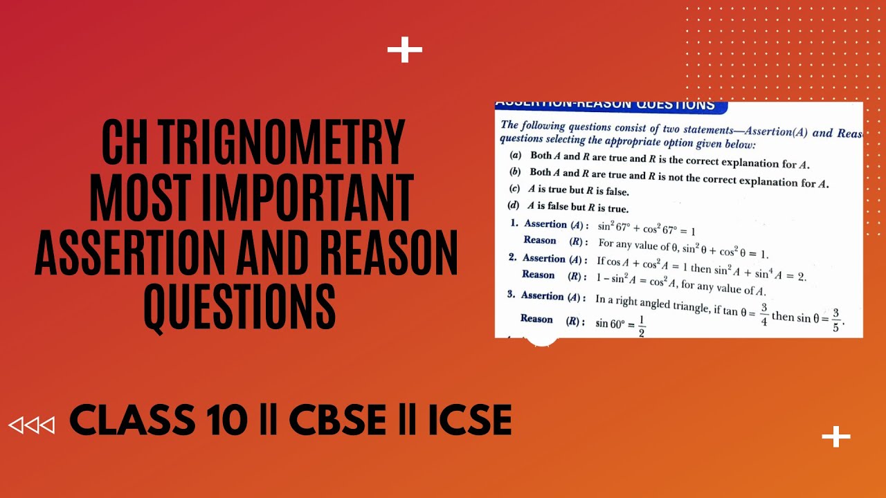 Class 10 Maths Chapter 8 Assertion And Reason Based MCQ Term 1 Exam ...