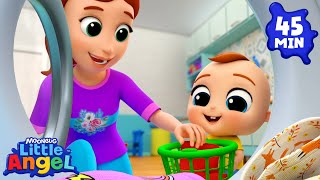 Everyone Helps Around The House🏡💁🏻‍♀️|Little Angel | Super Moms| Nursery Rhymes and kids songs🌸