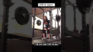 teen girl squats 270 lb (129 lb powerlifter) #shorts