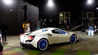 Lil Baby in His 2022 Ferrari F8 Spider, Blue Interior, Blue Rims, $400k!! At Sound Nightclub ATL