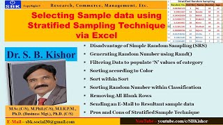 Selecting Sample data using Stratified Sampling Technique via Excel