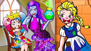 [🐾Paper Dolls🐾] Poor Elsa vs Rich Friend and Fake Sinister Witch | Rapunzel Family Play Paper