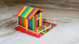 How To Make Color Full Popsicle Stick House - Mini House