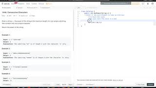 Leetcode 1446 consecutive characters