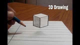 Trick Art Drawing 3D cube.optical illusion