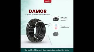 Damor 30m 2.5 Sqmm 3 Core Copper Submersible Flat Cable - Durable Submersible Cable