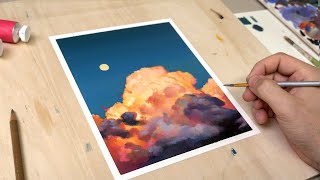 How I paint GLOWING clouds || OIL PAINTING TUTORIAL