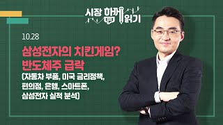 [시장함께읽기] 10월 28일, 삼성전자의 치킨게임? 반도체주 급락(자동차 부품, 미국 금리정책, 편의점, 은행, 스마트폰, 삼성전자 실적 분석)