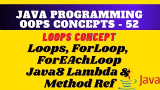 Loops concept in Java || ForEach Loop, Java 8 Lambda , Method reference examples...simplified Loops.