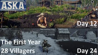 Aska - The First Year / 28 Villagers / Part 1 - No Commentary Gameplay