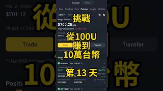 挑戰從100U賺到10萬台幣 第13天 | Challenge: Making 100U to 100,000 Day 13 #100U挑戰 #100UChallenge #btc #trading