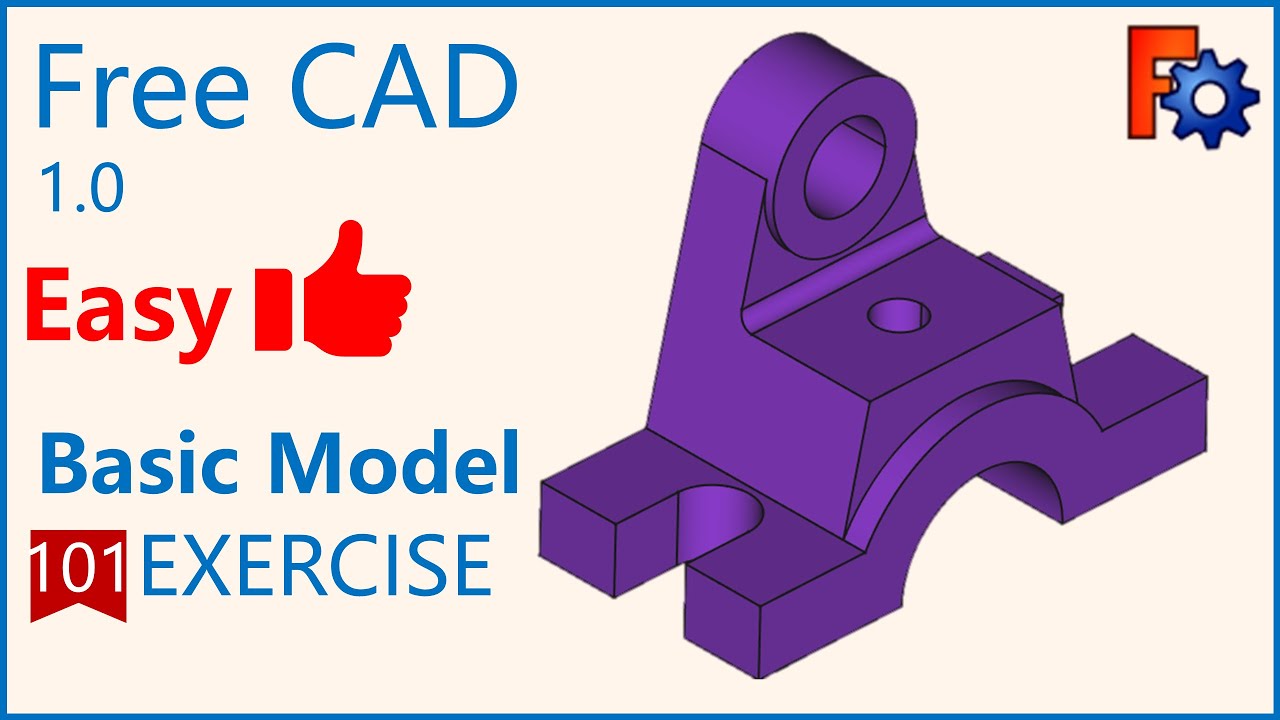 Freecad Tutorial For Beginners Basic Model Exercise 101 Youtube
