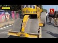 bike silencer crushed with road roller by indore police police action on bike rider s silencer