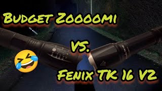 Beamshot Vergleich Fenix TK16 V2 vs Budget Zoom LED Taschenlampe flashlight welche ist besser ?