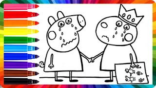 How to Draw Peppa Pig|Drawing and Coloring Peppa Pig and Suzy Sheep Saying Goodbye|Drawings for Kids