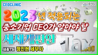 [CEO클리닉] 2023년 적용되는 중소기업 CEO가 알아야 할 세제개편안 | 세종TSI 정진현 세무사#세제개편#2023세제개편#법인세