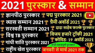 2021 के पुरस्कार तथा सम्मान | 2021 ke puraskar aur samman | Awards and honours |Current Affairs 2021