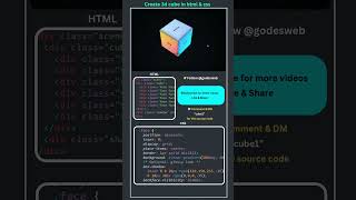 3D Rotating Cube in CSS | HTML CSS Animation Project ✨