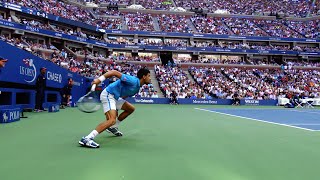 2016 US Open Final: Novak Djokovic amazing​ point against Stan Wawrinka. Court Level (4K).