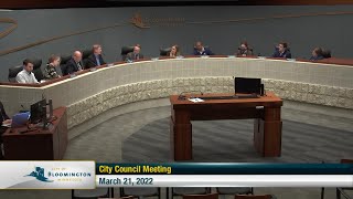 March 21, 2022 Bloomington City Council Meeting