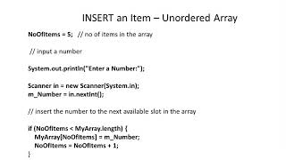 3 Arrays Part 2 Insert search delete unordered array in Java
