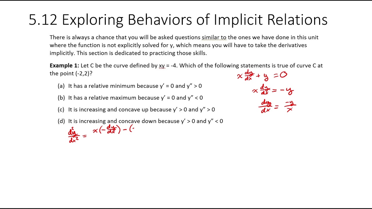 5.12 Exploring Behaviors Of Implicit Relations Ex 1 - YouTube