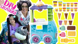 Disney Encanto Mirabel and Isabela Make Ice Cream Creations in the Play-Doh Ice Cream Truck Playset