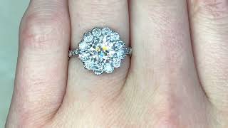 1.20ct Old European Cut Diamond \u0026 Floral Cluster Halo Engagement Ring - Pavia Ring - Hand Video