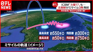 【緊張】北朝鮮ミサイル3発発射　中国・ロシアも爆撃機を…“挑発”続く